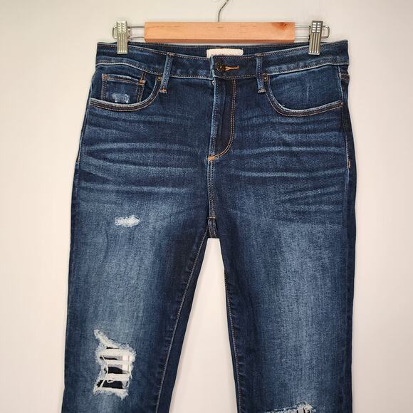 Driftwood Jackie Skinny Jeans Dark Wash Plaid Distressed Denim 28 - Picture 2 of 10